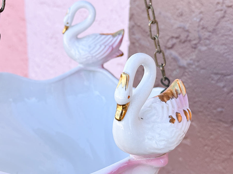 Sweet 1950s Hanging Swan Planter