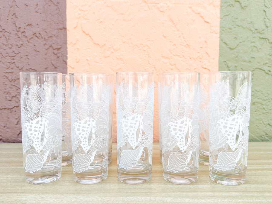 Set of Ten Seashell Glassware