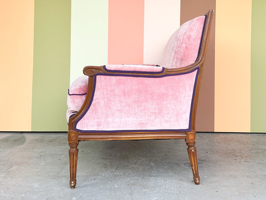 Velvet Pink Regency Style Settee