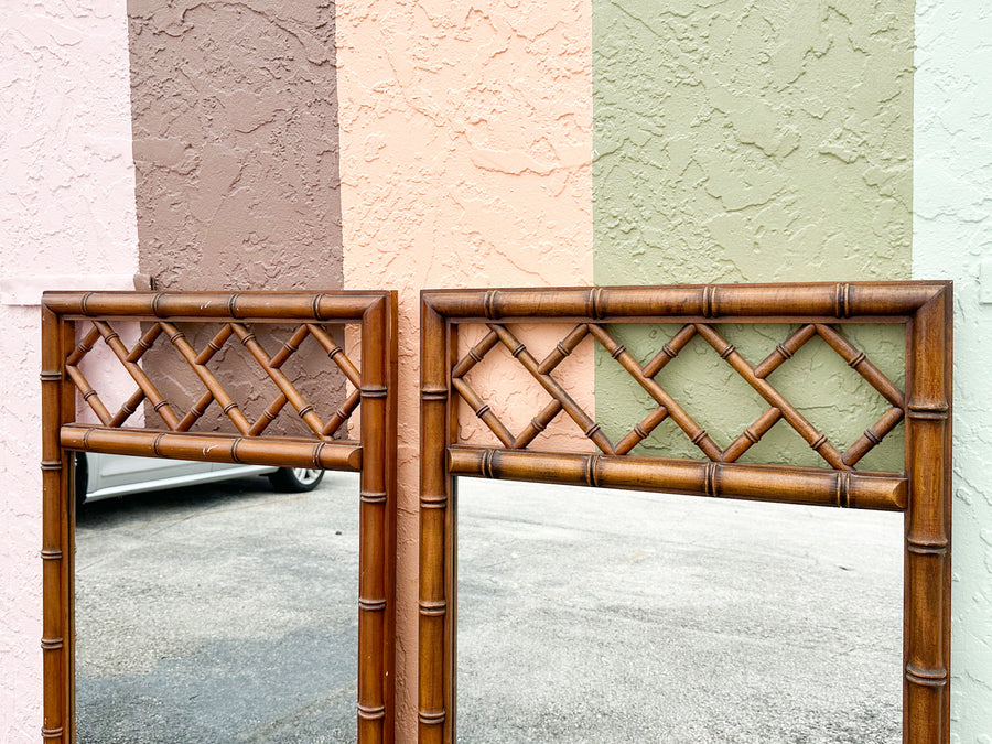Pair of Faux Bamboo Chippendale Mirrors
