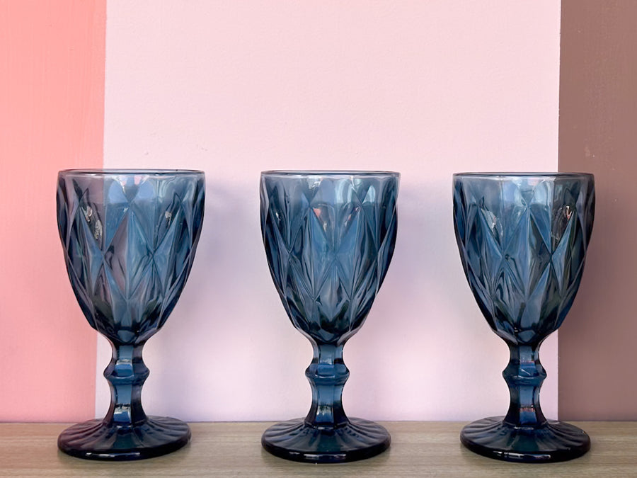 Set of Six Mediterranean Blue Goblets