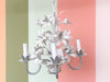 White Floral Tole Chandelier