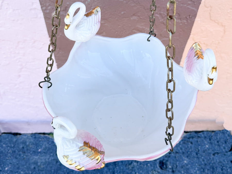 Sweet 1950s Hanging Swan Planter