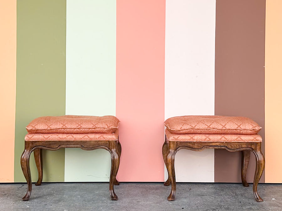 Pair of Coral Drexel Stools