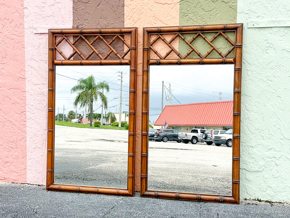 Pair of Faux Bamboo Chippendale Mirrors