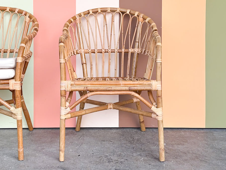 Pair of Coastal Chic Rattan Accent Chairs