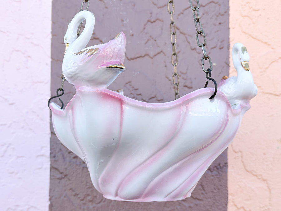 Sweet 1950s Hanging Swan Planter