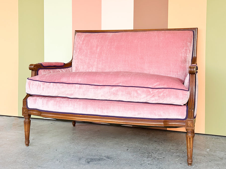 Velvet Pink Regency Style Settee