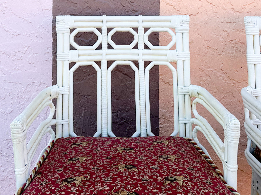 Pair of Painted Fretwork Side Chairs
