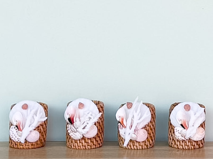 Set of Eight Shell Chic White Coral Napkin Rings