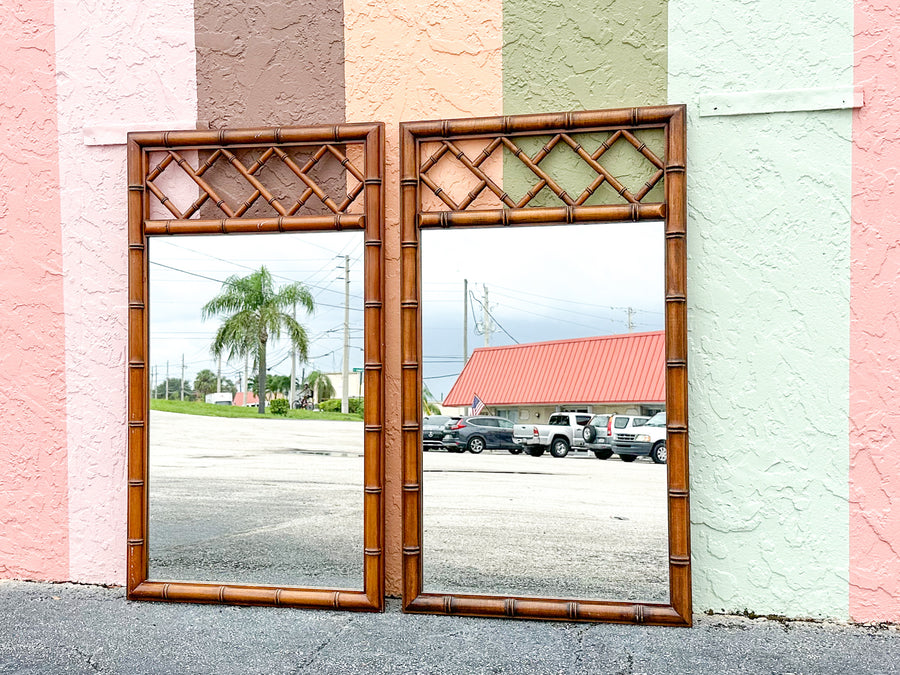 Pair of Faux Bamboo Chippendale Mirrors