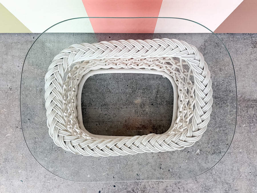 Braided Rattan Side Table