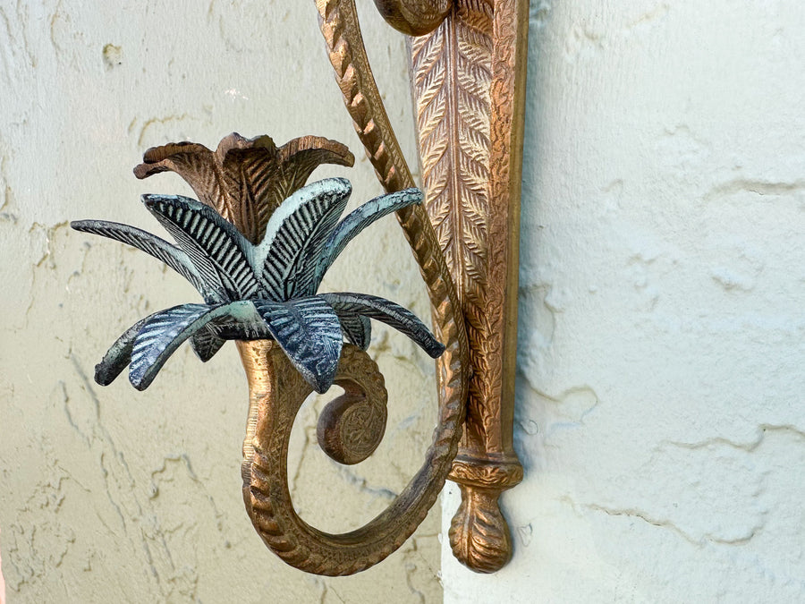 Pair of Petite Brass Palm Wall Sconces