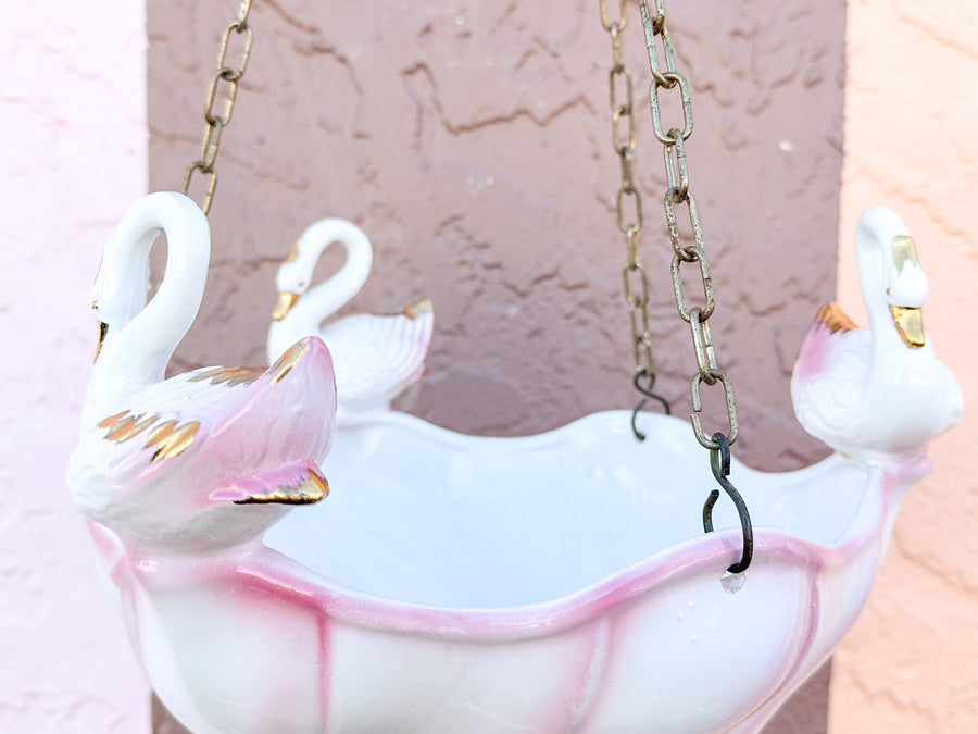 Sweet 1950s Hanging Swan Planter