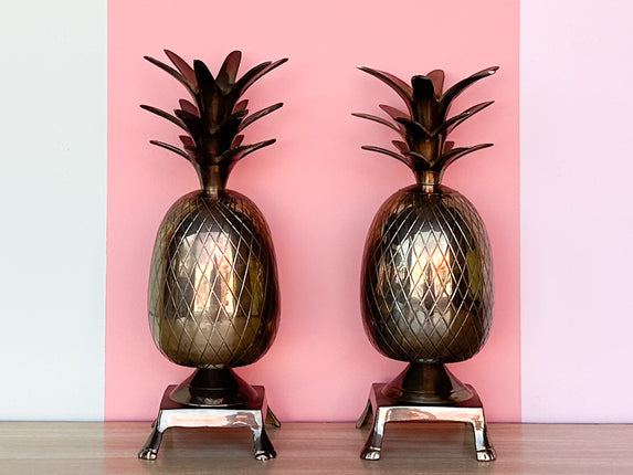 Pair of Brass Pineapple Candle Holders