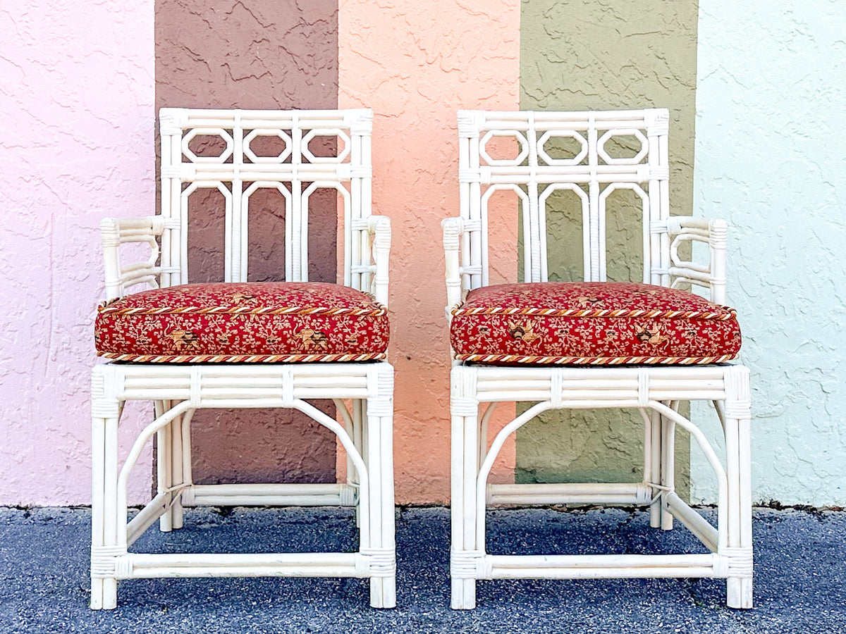 Pair of Painted Fretwork Side Chairs