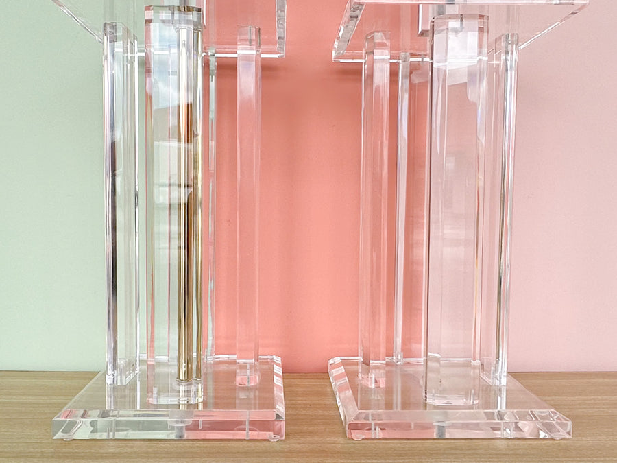 Pair of MCM Lucite Lamps