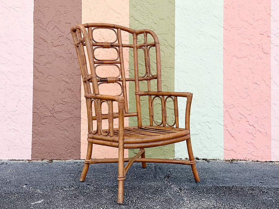 Island Chic Rattan Wingback Chair