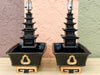Pair of 1950s Dragon and Pagoda Lamps