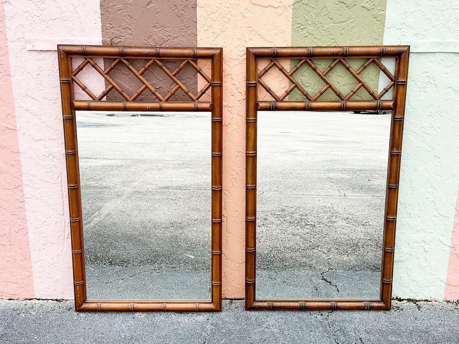 Pair of Faux Bamboo Chippendale Mirrors