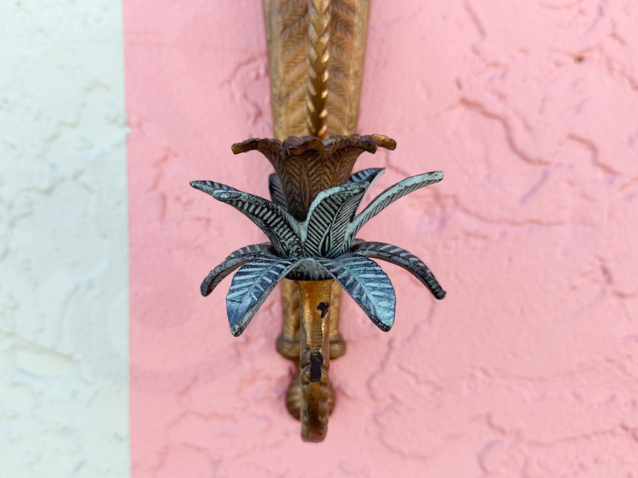 Pair of Petite Brass Palm Wall Sconces
