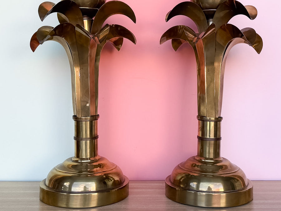 Pair of Epic Brass Palm Tree Lamps