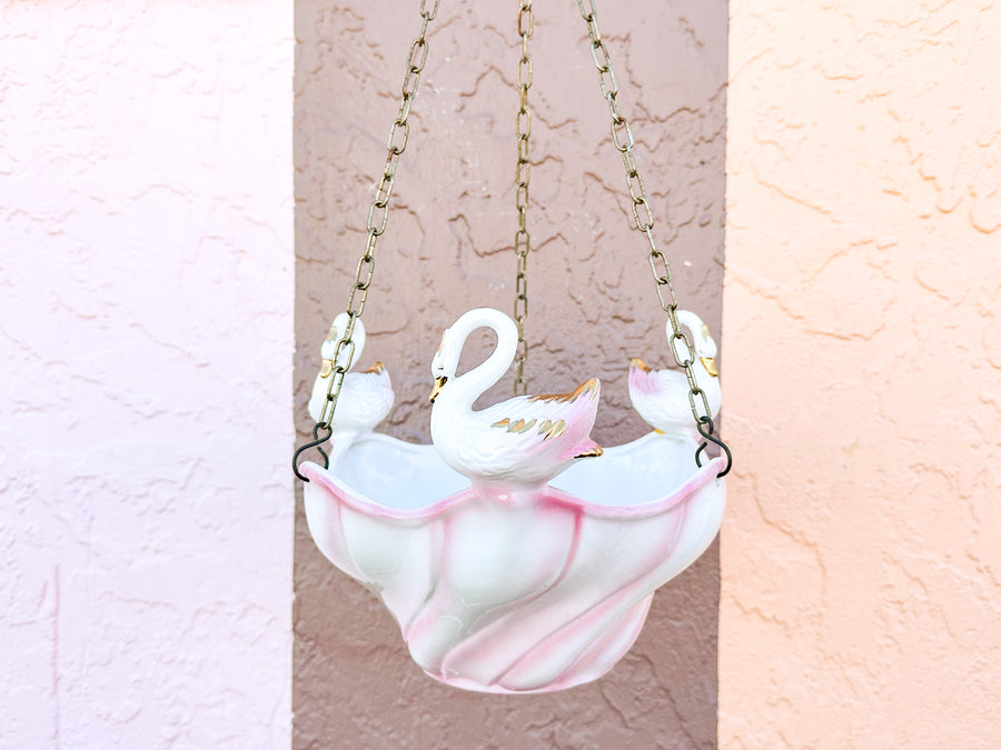 Sweet 1950s Hanging Swan Planter