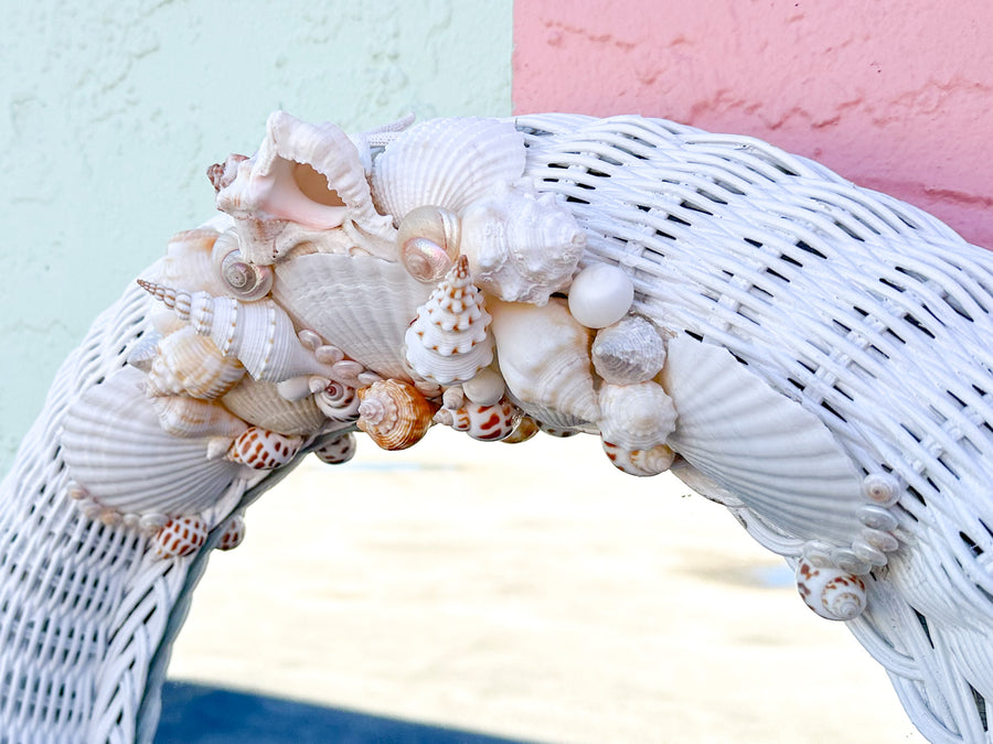 Wicker Shell Mirror