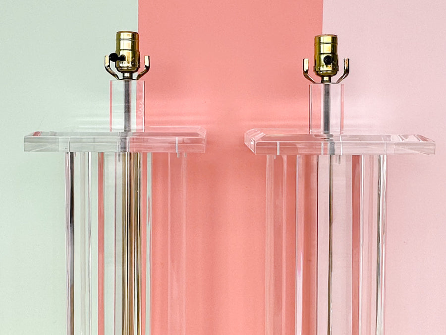 Pair of MCM Lucite Lamps