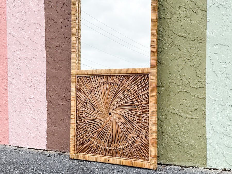 Island Chic Rattan Medallion Mirror