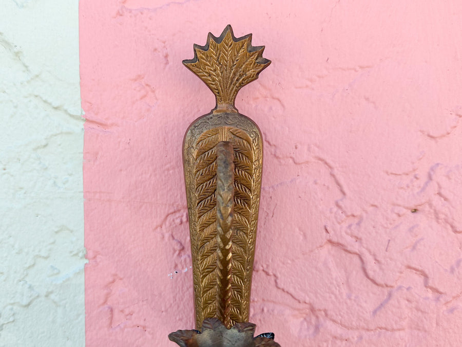 Pair of Petite Brass Palm Wall Sconces