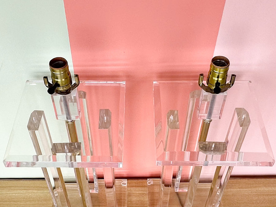 Pair of MCM Lucite Lamps