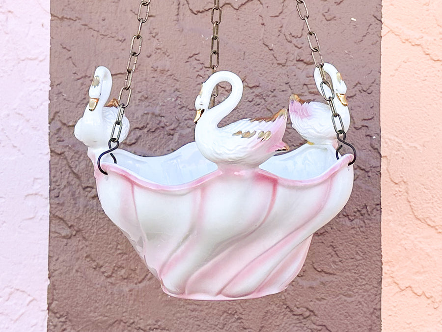 Sweet 1950s Hanging Swan Planter