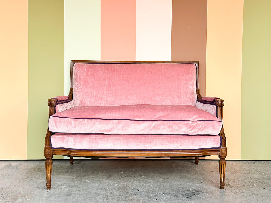 Velvet Pink Regency Style Settee
