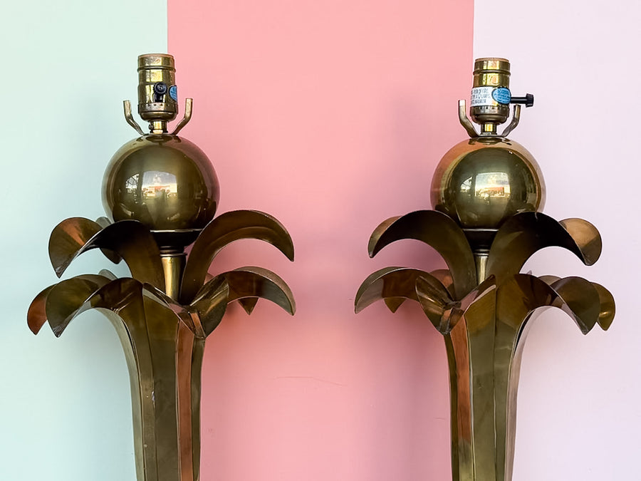 Pair of Epic Brass Palm Tree Lamps