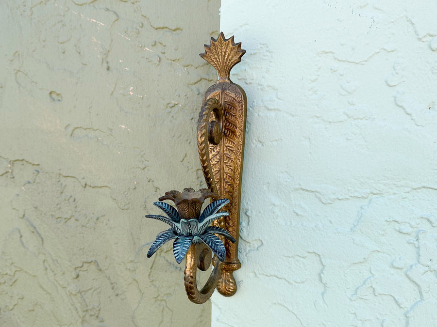 Pair of Petite Brass Palm Wall Sconces