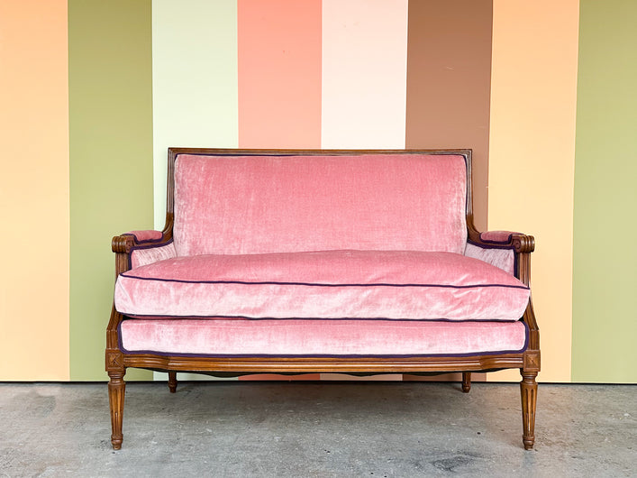 Velvet Pink Regency Style Settee