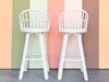 Pair of Cute Coastal Rattan Bar Stools