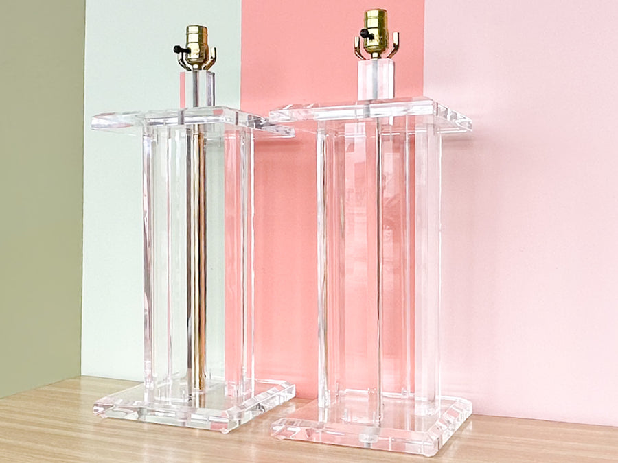 Pair of MCM Lucite Lamps