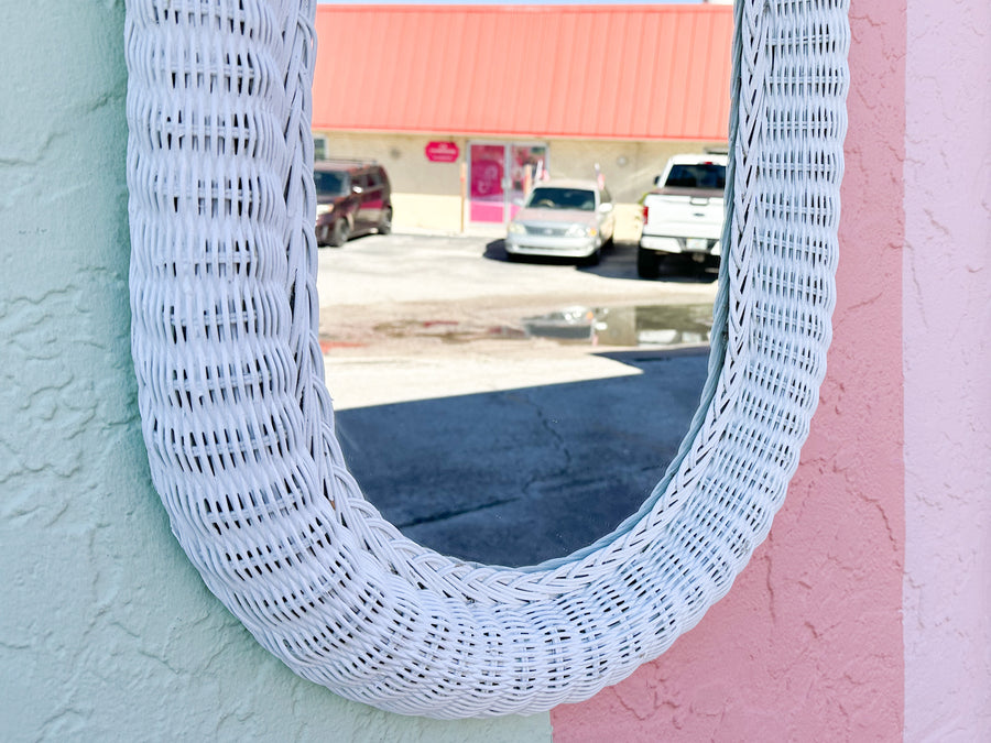 Wicker Shell Mirror
