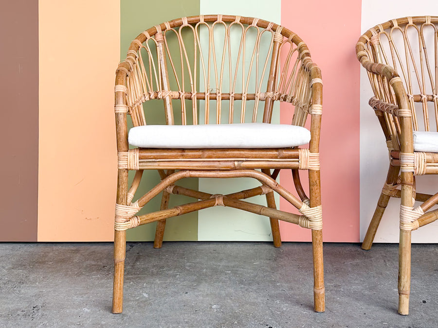 Pair of Coastal Chic Rattan Accent Chairs