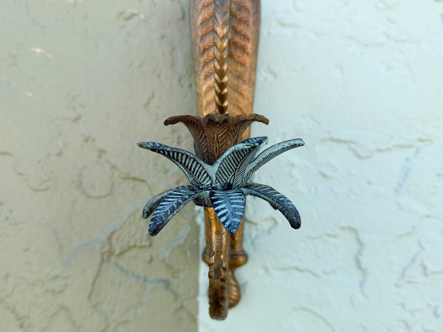 Pair of Petite Brass Palm Wall Sconces