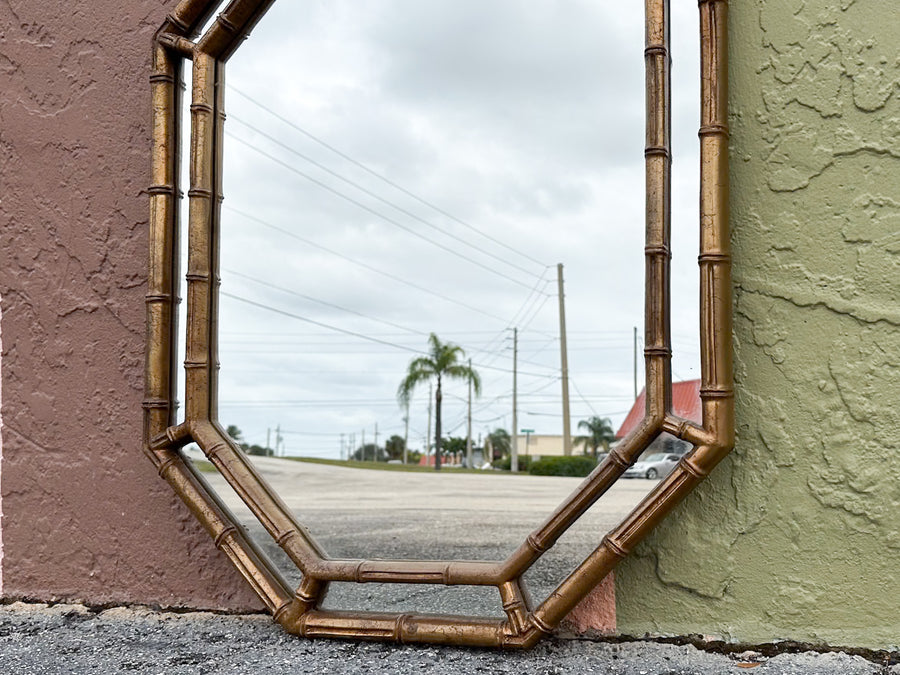 Faux Bamboo Octagon Mirror