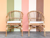 Pair of Coastal Chic Rattan Accent Chairs