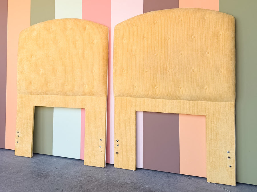 Pair of Golden Yellow Tufted Upholstered Twin Headboards