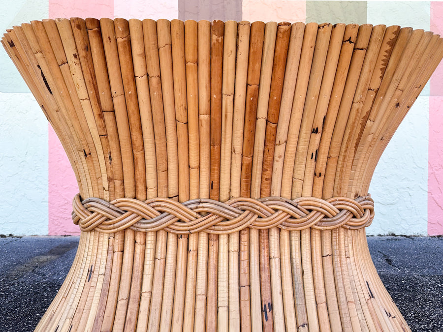 McGuire Style Sheaf of Wheat Rattan Dining Table