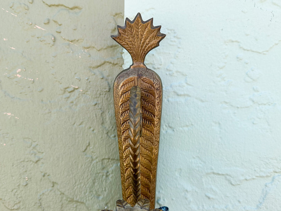 Pair of Petite Brass Palm Wall Sconces