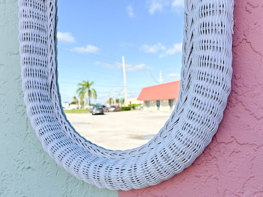 Wicker Shell Mirror