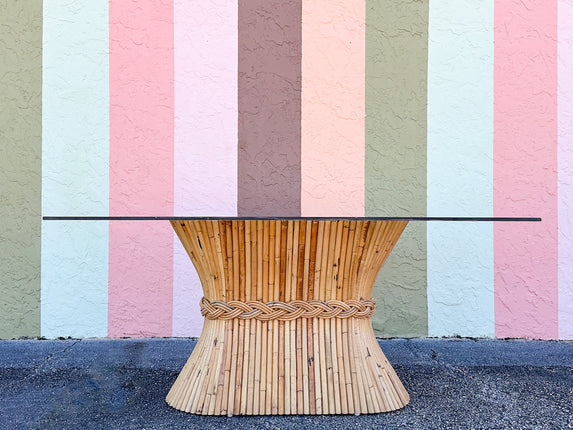 McGuire Style Sheaf of Wheat Rattan Dining Table