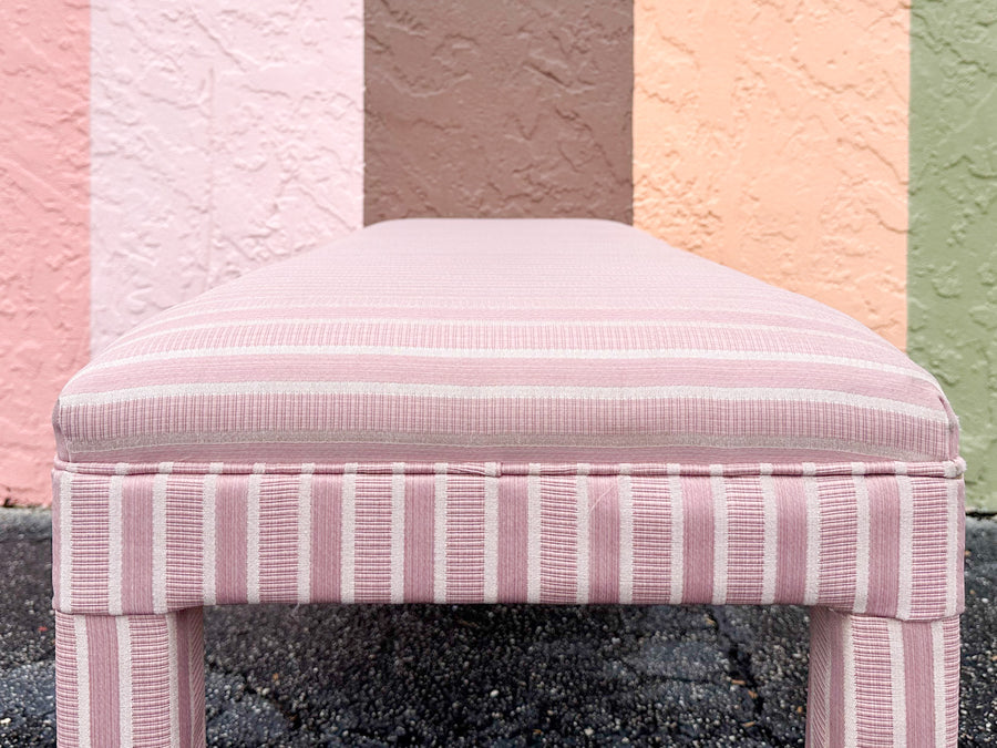 Pink Striped Upholstered Bench